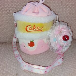Cake Cherry Plush Mini Bag And Hair Clip Hat